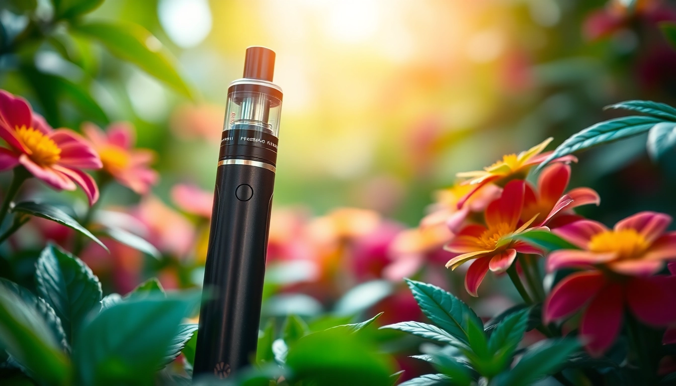Discover where to buy dmt through a detailed close-up of a DMT vape pen in a calming garden.