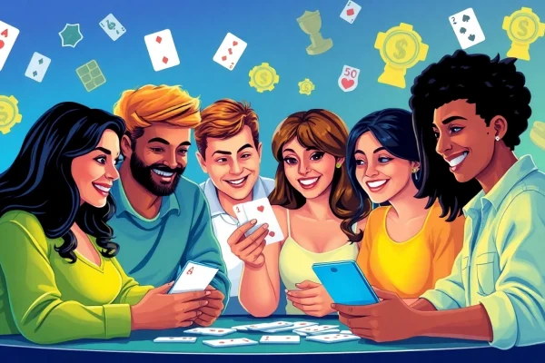 Online gaming experience at topgamebaidoithuong.mx with diverse players enjoying card games.