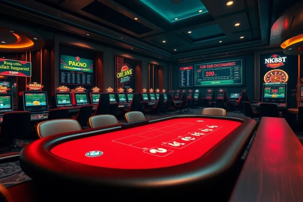 Engaging online gambling experience at Trang chủ NK88 featuring poker and casino elements.