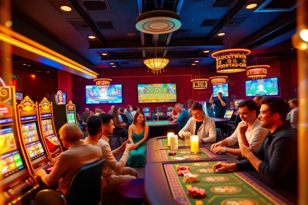 Engaging gaming atmosphere at luck8win.live online casino with players enjoying vibrant games.
